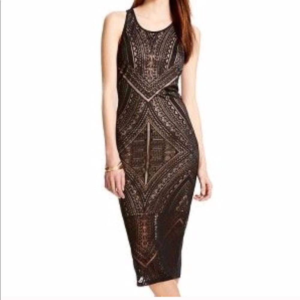 Mossimo Coral and Nude midi dress